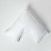 Homescapes - Taie d'oreiller spécial oreiller cervical en coton égyptien 200 fils Forme v blanc - Blanc