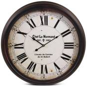 Horloge Ancienne Murale Chef Le Normand Métal Noir 62cm - Blanc - Blanc