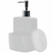 Jechercheuneidee - Distibuteur de savon en grès avec porte-éponge intégré - Blanc