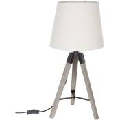Lampe en bois trépied Runo - h. 58 cm - Diam. 28 x 56 - Blanc