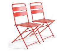 Lot de 2 chaises de jardin pliantes en métal rouge - palavas