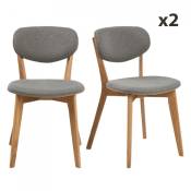 Lot de 2 chaises en bois assise rembourrée grise