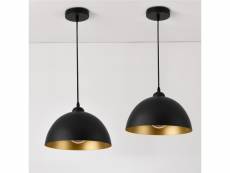 Lot de 2 lampes à suspension éclairage intérieur hauteur réglable métal diamètre 30 cm noir doré [lux.pro]