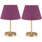 Lot de 2 lampes de table Accensa H37cm Tissu Violet et Métal Or - Violet