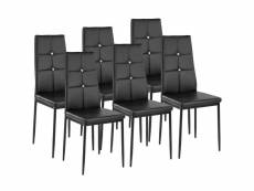 Lot de 6 chaises siège de salon cuisine salle à manger design élégant avec brillant noir helloshop26 08_0000170