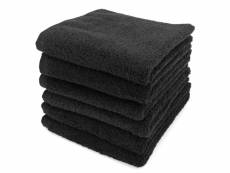 Lot de 6 serviettes de toilette 50x90 cm alpha noir