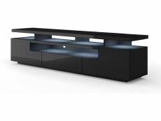 Meuble tv lowboard en eva - 195 cm - corps mat/avant et lame ultra brillante - meuble tv en sideboard - meuble tv avec led, armoire tv - armoire hi-fi