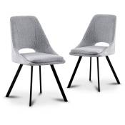 Mobilier Deco - kate - Lot de 2 chaises effet peau de mouton gris clair