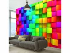 Papier peint intissé 3d et perspective colourful cubes taille 200 x 140 cm PD12995-200-140