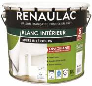 Peinture murs et boiseries bicouche blanc satin Renaulac 10L