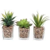 Plantes artificielles dans pot en verre 6.5 x 6.5 x