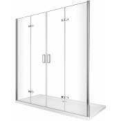 Porte de douche pliante avec ouverture à quatre porte H 190 - 118-121,5 cm