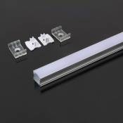 Profilé d'aluminium argenté pour bande led (l max : 12,5mm) Couverture satinée 2000 x 17,2 x 14,4mm - V-tac