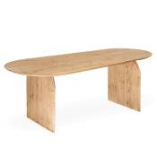 Table à manger ovale en bois massif chêne moyen 200 cm