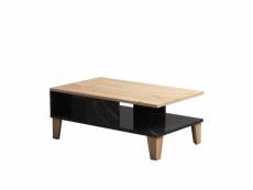 Table basse delectatio bois chêne et effet marbre noir