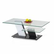 Table basse en verre 110 x 60 x 45 cm - Béton/Noir