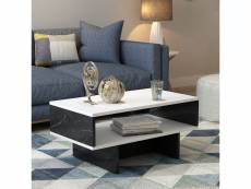 Table basse mjölby avec espace de rangement 37 x 80 x 45 cm blanc marbre noir [en.casa]