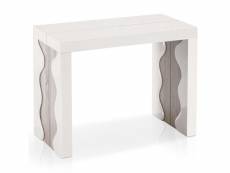 Table console extensible ariel laquée ivoire & chêne