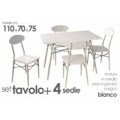 Table de cuisine rectangulaire avec quatre chaises 110x 70 x 75 h blanc
