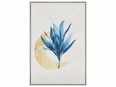 Tableau décoratif avec motif de fleur 63 x 93 cm beige et bleu corvaro 302192
