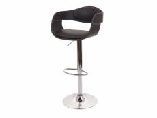 Tabouret de bar hwc-a47b, chaise de bar tabouret de comptoir, design rétro, bois simili cuir ~ noir