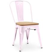 Tolix Style - Chaise de salle à manger - Design industriel - Acier et bois - Nouvelle édition - Stylix Rose pâle - Bois, Acier - Rose pâle