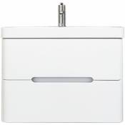 Top Bath - Meuble salle de bain avec vasque/lavabo fidji 80 suspendu laqué Blanc brillant avec plan en résine