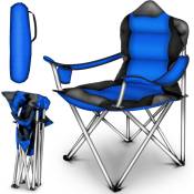 TRESKO Chaise de camping pliante BLEU jusqu'à 150