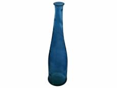 Vase long verre recyclé h 80 bleu - atmosphera