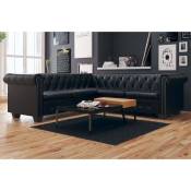 Vidaxl - Canap� d'angle Chesterfield 5 places Cuir synth�tique Noir