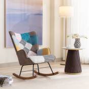 Yozhiqu - Chaise à bascule, chaise de salon, chaises de loisirs, chaise de relaxation avec patins en bois, chaise patchwork multicolore, chambre à