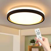 ZMH - Plafonnier LED dimmable salon avec t¨¦l¨¦commande - 18W 30cm Lampe de chambre ronde moderne en or blanc et noir ¨¦clairage de plafond pour