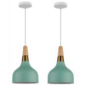 2 pcs lustre suspensionmoderne créatif E27 décoration fer forgé lampe suspension restaurant bar (vert) - Vert