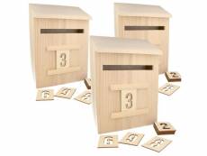 3 calendriers de l'avent boîte aux lettres en bois