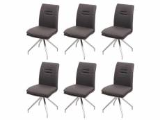 6x chaise de salle à manger hwc-h70, chaise de cuisine fauteuil chaise, tissu/textile inox brossé ~ gris-brun