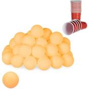 Balles de ping-pong, 48 pièces, accessoires en plastique, sans inscriptions, tennis de table, 38 mm ø, orange - Relaxdays