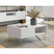 Bestmobilier - Cali - table basse - effet marbre - 97 cm - blanc / doré - Blanc / Doré