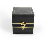 Boîte à bagues vintage bijoux présentoir organisateur boîte sortie en cuir PU(noir)