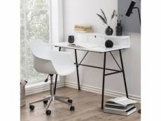 Bureau design - brova - 100 cm - blanc / noir - avec tiroir