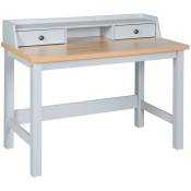 Bureau moderne bois et blanc avec tiroirs et rangement