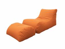 Chaise longue de salon moderne, made in italy, fauteuil avec repose-pieds en nylon, pouf rembourré pour chambre, 120x80h60 cm, couleur orange 80527736