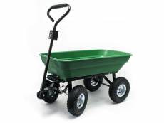 Chariot de jardin à main 125 litres capacité 350 kg benne basculante remorque brouette helloshop26 16_0002564