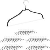 Cintre antidérapant en set 50, Revêtement caoutchouc, Cintres métal chemises, 42 cm, noir - Relaxdays