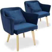 Cotecosy - Lot de 2 fauteuils scandinaves Dantes Tissu Bleu - Bleu