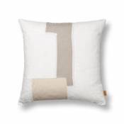 Coussin Part / 50 x 50 cm - Patchwork lin & coton - Ferm Living blanc en tissu