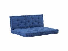 Coussins de palette canapé de sol dossier assise en coton bleu dec021330