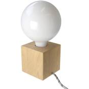 Creative Cables - Posaluce Cubetto, lampe de table en bois fournie avec câble textile, interrupteur et prise bipolaire Avec ampoule - Neutre - Avec