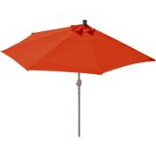 Demi-parasol aluminium Parla pour balcon ou terrasse, ip 50+, 260cm terracotta sans pied - orange