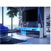 Dusine - meuble tv massimo 200 cm Blanc Mat et portes