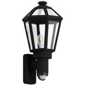 Eglo - plastique lampe paroi extérieure monselice noir l: 19,5 cm h: 43 cm d: 20,5 cm avec capteur jour / nuit IP44